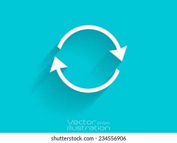 White refresh icon on blue background
