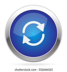 White Refresh icon on blue web app button