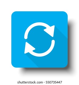 White Refresh icon on blue web button