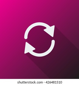 White Refresh icon on pink background