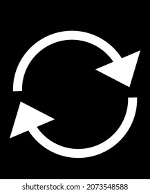 White refresh icon. Reload icon vector sign symbol for your project. Flat design style. Vector icon on black background
