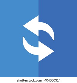 White refresh icon vector sign. Blue background