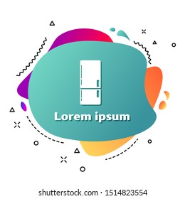 White Refrigerator icon isolated on white background. Fridge freezer refrigerator. Household tech and appliances. Abstract banner with liquid shapes. Vector Illustration