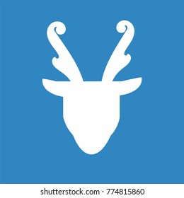 White reindeer with clipping path for christmas and Happy New Year. vector illustration 