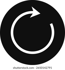 White reload icon with arrow in a dark circular button, transparent PNG for UIUX design