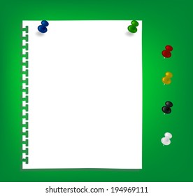 The white reminder notes paper with pins 
