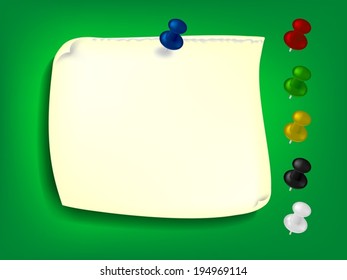 The white reminder notes paper with pins
