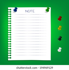 The white reminder notes paper with pins