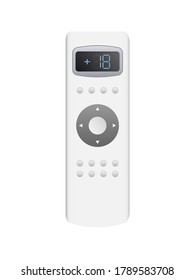 White remote control from the air conditioner 3d. Realistic vector remote control. Isolated on white background.