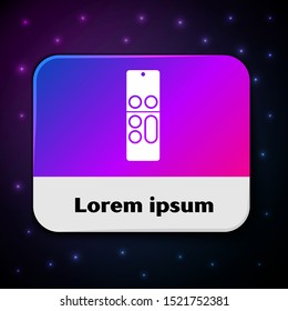 White Remote control icon isolated on black background. Rectangle color button. Vector Illustration