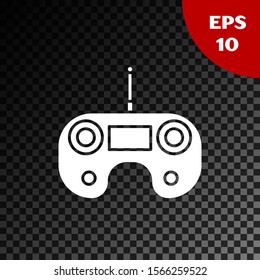 White Remote control icon isolated on transparent dark background.  Vector Illustration