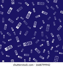 White Remote control icon isolated seamless pattern on blue background.  Vector Illustration