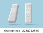 White remote control for TV and various electrical appliances. Modern 3D image for advertising concepts.