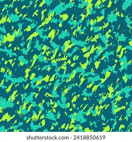 White Repeated Summer Vector Print. Blue Repeated Abstract Vector Graffiti. Camouflage Leaves Vivid Seamless Brushed Graphic Background. Green  Seamless Pattern.