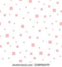 white repetitive background with hand drawn pink squares. vector seamless pattern. geometric fabric swatch. wrapping paper. continuous design template for textile, linen, home decor, apparel