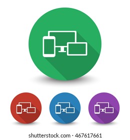 White Responsive Media Design icon in different colors set