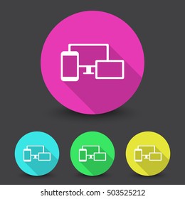 White Responsive Media Design icon in different colors set