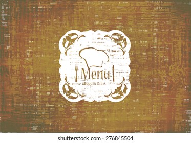 white restaurant menu label on an old textured background
