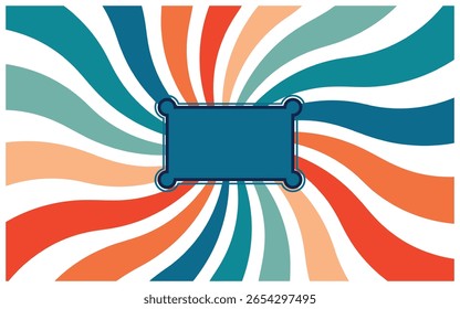 White retro background composed of elements in different shades of orange and blue.