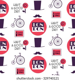 white retro british  seamless pattern
