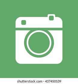 White retro camera icon vector illustration