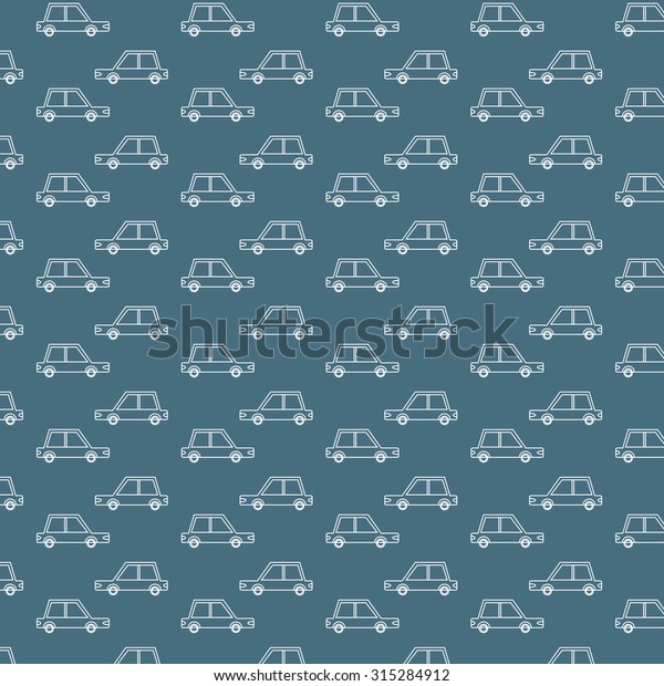 White Retro Cars,
Pattern, Blue Background