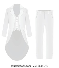 White retro coat and pants. vector illustration