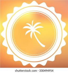 A White Retro Icon Isolated on a Red and Yellow Background - Palm Tree