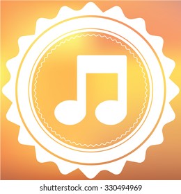A White Retro Icon Isolated on a Red and Yellow Background - Musical Note