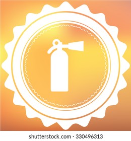 A White Retro Icon Isolated on a Red and Yellow Background - Fire Extinguisher