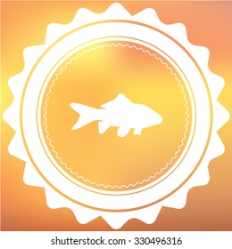 A White Retro Icon Isolated on a Red and Yellow Background - Goldfish