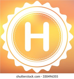 A White Retro Icon Isolated on a Red and Yellow Background - H