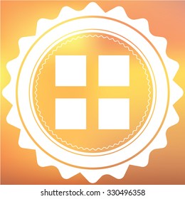 A White Retro Icon Isolated on a Red and Yellow Background - Image Grid