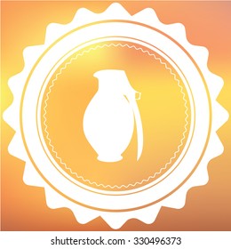 A White Retro Icon Isolated on a Red and Yellow Background - Grenade