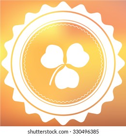 A White Retro Icon Isolated on a Red and Yellow Background - Clover