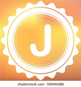 A White Retro Icon Isolated on a Red and Yellow Background - J