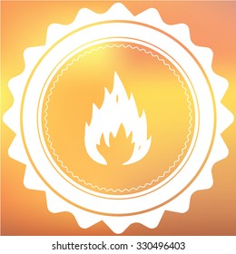 A White Retro Icon Isolated on a Red and Yellow Background - Fire