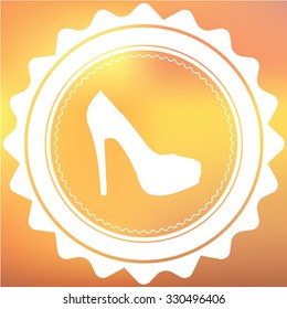 A White Retro Icon Isolated on a Red and Yellow Background - High Heel