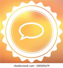 A White Retro Icon Isolated on a Red and Yellow Background - Speech Bubble