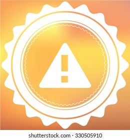 A White Retro Icon Isolated on a Red and Yellow Background - Triangle Exclamation