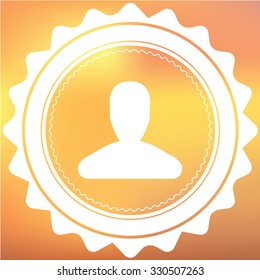A White Retro Icon Isolated on a Red and Yellow Background - Person