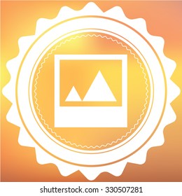 A White Retro Icon Isolated on a Red and Yellow Background - Picture
