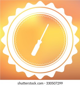 A White Retro Icon Isolated on a Red and Yellow Background - Screwdriver