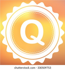 A White Retro Icon Isolated on a Red and Yellow Background - Q