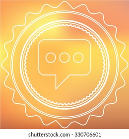 A White Retro Icon Isolated on a Red and Yellow Background -  Speech Bubble with Dots