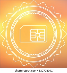 A White Retro Icon Isolated on a Red and Yellow Background - SIM Card