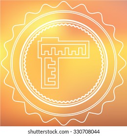 A White Retro Icon Isolated on a Red and Yellow Background - Ruler