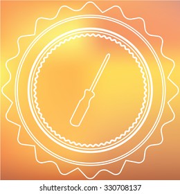 A White Retro Icon Isolated on a Red and Yellow Background - Screwdriver