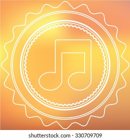 A White Retro Icon Isolated on a Red and Yellow Background -  Musical Notes