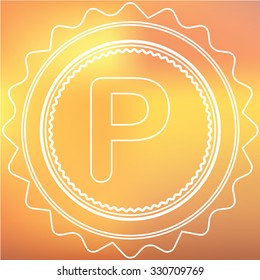 A White Retro Icon Isolated on a Red and Yellow Background -  P